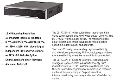HikVision DS-7732NI-I4-12TB 32-канален 4K 12MP паметен вграден приклучок и игра NVR со аларм и аудио I/O, американска верзија,