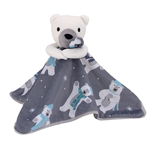 Нојо Поларна мечка сива, бела и мраз сина супер мека зима Шерпа бебе ќебе и безбедносно ќебе сет