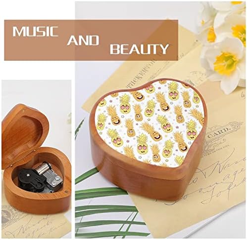 Nudquio Забава ананас се соочува со дрвена музичка кутија со форма на гроздобер часовници музички кутија роденденски подарок за Денот на вineубените