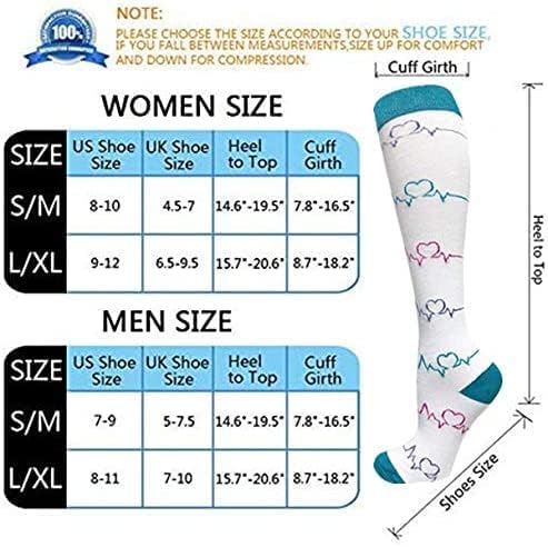 Cheeroyal 6-пара компресија Циркулации на чорапи чорап 20-30 mmhg чорапи за мажи жени закрепнување кои работат патувачки медицински сестри