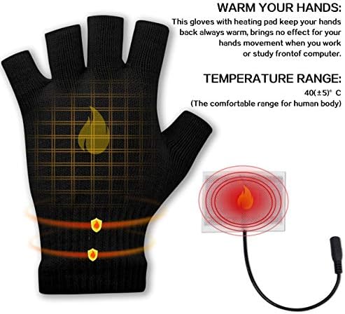 USB загреани нараквици за мажи и жени ги ублажуваат зимските раце топли лаптоп ракавици половина загреани грејни за греење на плетење