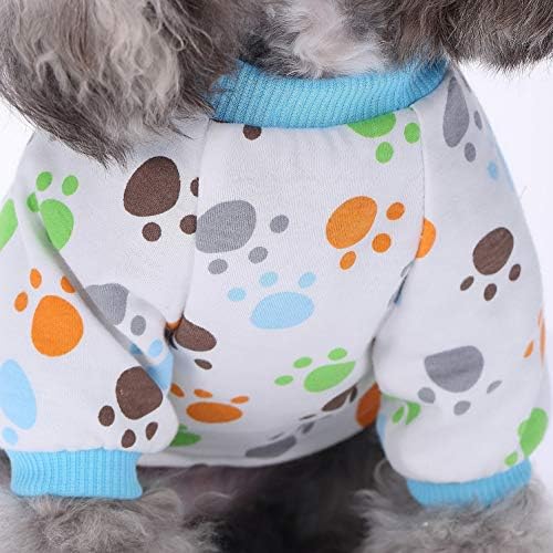 Smalllee_lucky_store Paw Print Soft памук пижами за мали кучиња мачки кутре PJs скок со нозе облека за миленичиња сина, xs