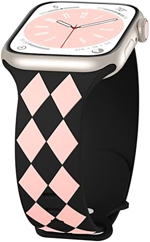 Ромб Силиконски Бенд Компатибилен со Apple Watch Band 38mm 40mm 41mm 42mm 44mm 45mm 49mm Мажи Жени, Стилски Дизајнер На Спортски Часовници