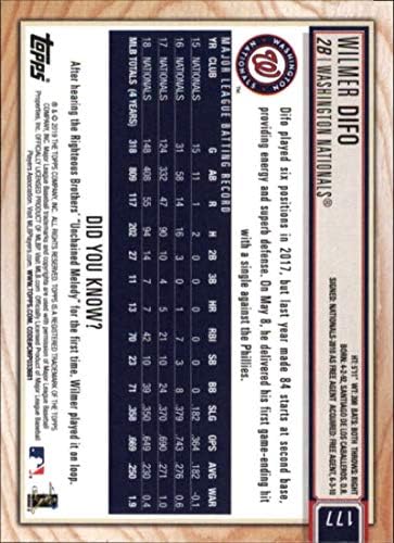 2019 Топс Големата Лига Злато 177 Вилмер Дифо Вашингтон Државјани МЛБ Бејзбол Тргување Картичка