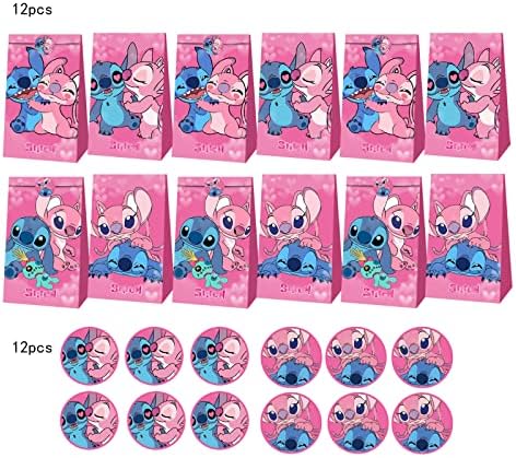 МОЛКИ 24 торби за подароци за бонбони за розова забава, вклучувајќи 12 торби за подароци и 12 заптивки, тематска забава, торби за