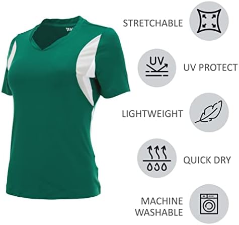 Женска Активна Облека Суво Вклопување Атлетска Влага Фитил Против Вратот Маици За Жени-Тренингот маица 1&засилувач; 2 Пакет