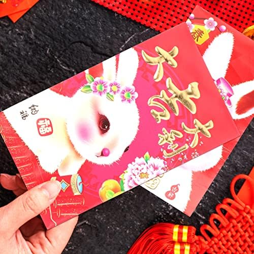 ДОИТУЛ Зајак Година Црвени Пликови: 54 парчиња 2023 Кинеска Нова Година Црвени Пакети Година На Зајакот Традиционален Плик За Среќни Пари Хонг