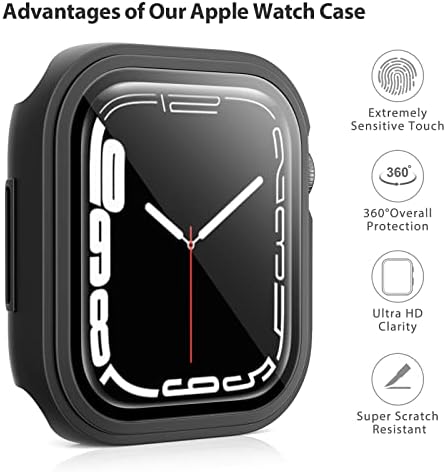 Мелија 3 Кутија За Пакување За Apple Watch Серија 8 Серија 7 Заштитник на Екранот 41mm, Тврд КОМПЈУТЕР Целосен Заштитен Капак Со Калено
