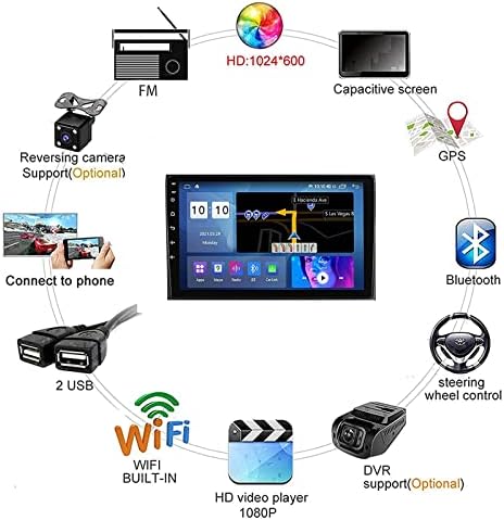 PLOKM 2 Din Автомобил Стерео GPS Навигација Андроид со 9 Инчен Радио WiFi за Toyota Hiace 2013-2018 Supot USB Автомобил FM RDS Тјунер