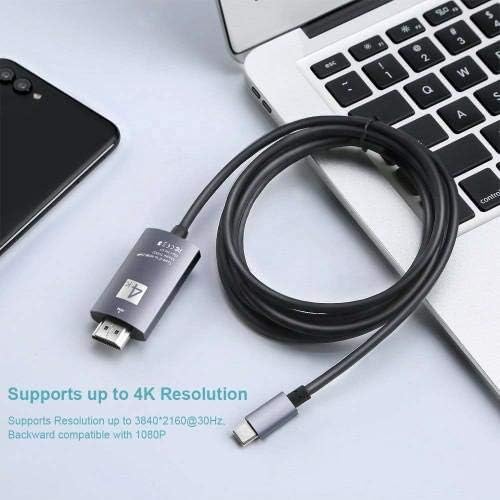 Кабел ЗА LG G7 ThinQ-SmartDisplay Кабел-USB Тип-C ДО HDMI, USB C/HDMI Кабел ЗА LG G7 ThinQ-Jet Black