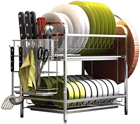 Kuyt не'рѓосувачки челик двојно слој за садови за садови за складирање кујна за складирање 40,5 * 28 * 42cm.