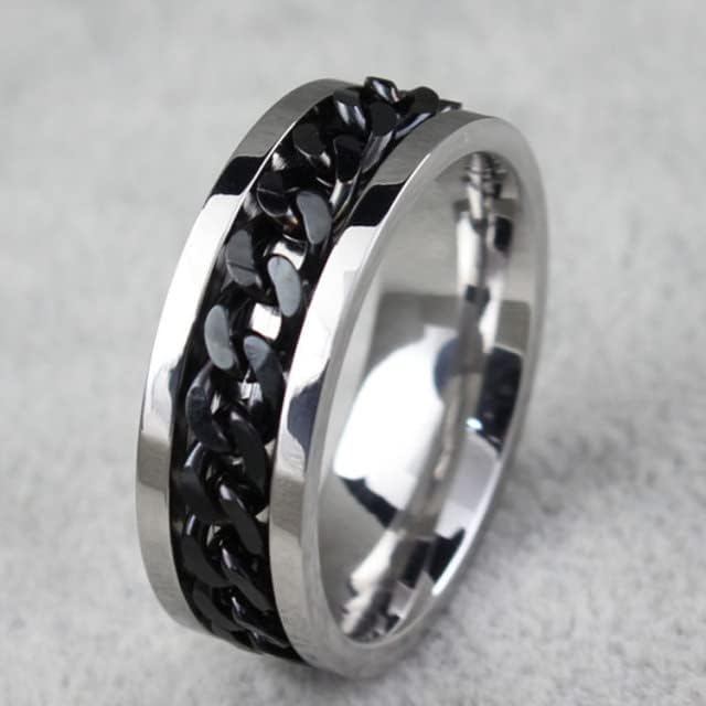 Колезо 8мм Сребрен ланец прстен за мажи и жени-45830