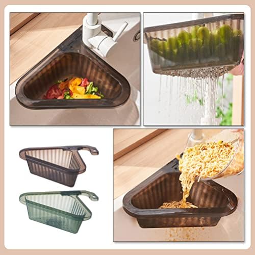 Зеродеко 2 парчиња пластична корпа за мијалник кујна кујна за одводнување триаголен дренажен корпа за садови за сушење на решетки