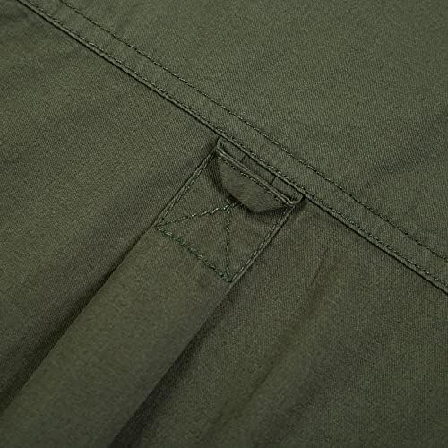 Машки карго кошули со ZHDD плус големина, летен отворен памук со краток ракав измиен воен стил кампување кошула за пешачење врвови