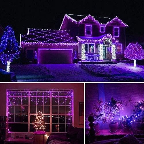 EEW 88FT 240LED Виолетова Божиќна светла, водоотпорни LED жици светла затворени/отворени, 8 режими зелена жица мини трепет светла за свадба на