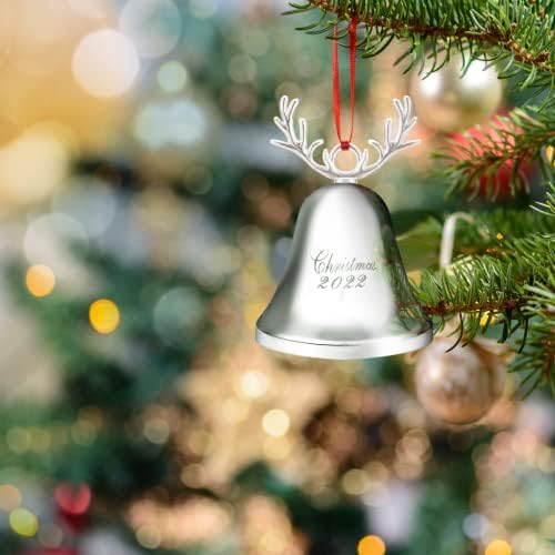 2022 Божиќно bellвонче, Годишно Божиќно bellвонче, Орнамент од сребро bellвонче за Божиќни украси, украс за bellвонче за Божиќна годишнина,