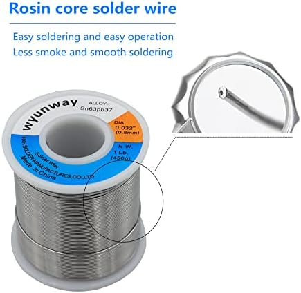 Wireица за лемење на Wyunway 63/37 калај/олово со јадро на флукс розин за електрична лемење нето тежина)