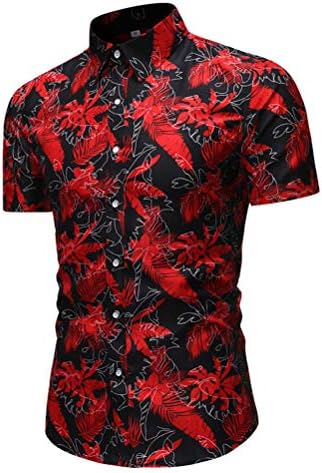 Мажјак за маж со маж со маж со 2 парчиња, обичен хавајски кошули со кратки ракави, кошули и панталони облеки за облеки на облеки