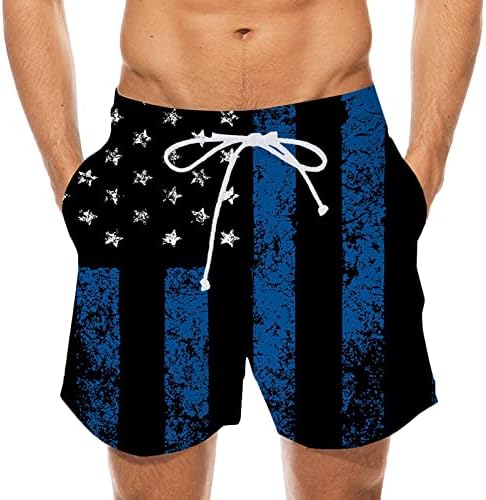 Гимназиски шорцеви за мажи Ден на независност Шарени знаме Печати шорцеви за еластична половината плажа панталони машки 7 “тренинзи што трчаат