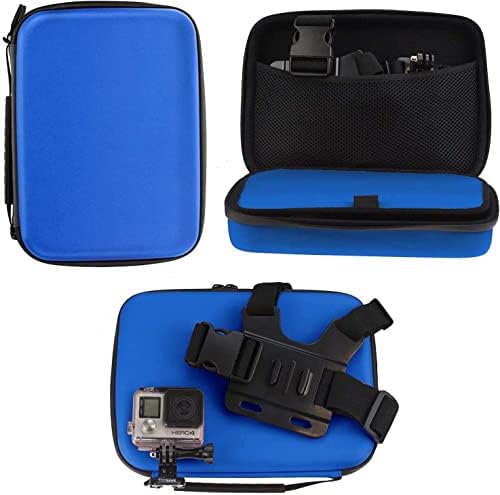 Navitech 8 во 1 Комбо комплет за додатоци за акциони камера со сина кутија - компатибилен со акасо храбри 6 плус мајчин 4K акционен фотоапарат