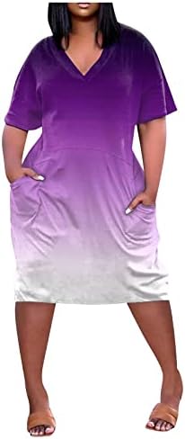 FQZWONG жени макси фустан со џебови лето обичен преголем преголем плус големина маица фустан за забавен клуб за одмор на плажа