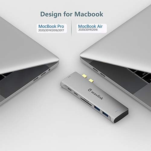 WAVLINK USB C Hub Адаптер За Macbook Pro Air 2020, 7-во-2 MacBook Pro DONGLE USB Адаптер Тип C Мултипорт Хаб Докинг Станица, 4K HDMI,