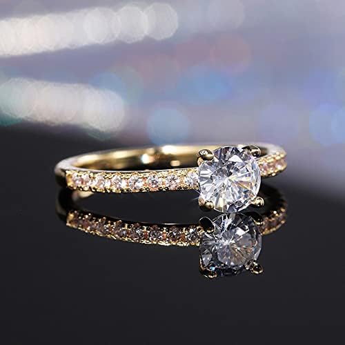 2023 Нов едноставен женски цирконија Блинг дијамантски ангажман венчален прстен нежен прстен