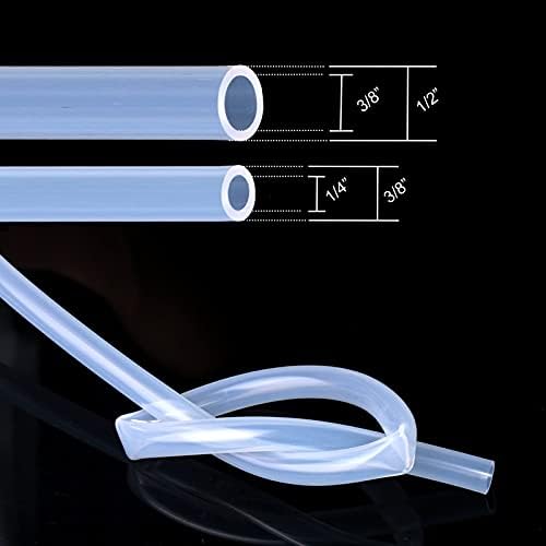 Црево за силиконска цевка за храна - 1/4 ID X 3/8 OD 10 стапки високо темпо чисто силиконско црево, флексибилна силиконска гумена