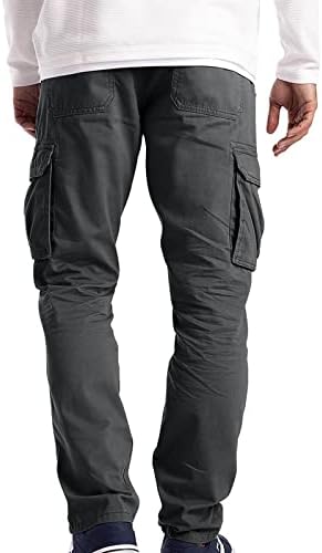 Машки зимски панталони мода обична цврста боја еластична џебната комбинезона панталони чино редовно вклопување