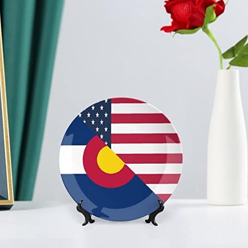Декоративни плочи на американско и државно знаме на државно знаме, керамички коски Декоративни плочи со штанд што висат украси за вечера
