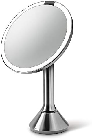 едноставно човечко 8 Тркалезно Сензорско Огледало За Шминка За Монтирање На маса Со Двојни Поставки За Контрола На Допир, Зголемување од 5