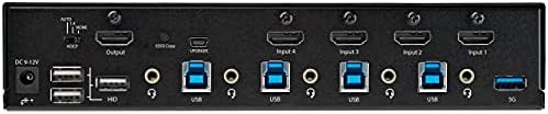 StarTech.com 4 Порта HDMI Kvm Прекинувач-Еден Монитор 4K 60Hz Ultra HDR - ДЕСКТОП HDMI 2.0 KVM Прекинувач со 2 Порта USB 3.0 Центар
