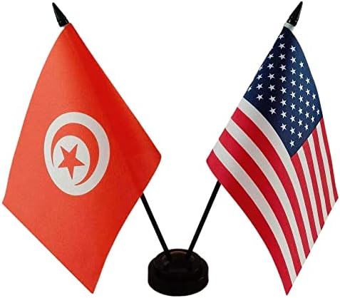 Америка &засилувач; Тунис Пријателство Близнак Биро Знаме, Сад Тунис Табела Знамиња, 8 х 5 Инчи Американски &засилувач; Туниски
