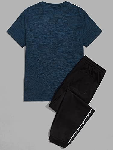 Oshho Облека со две парчиња за мажи мажи графички мета и влечење џемпери