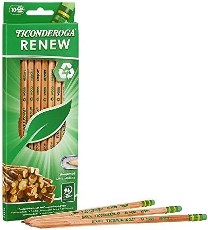 Ticonderoga обновува моливи од дрво, 2 HB меки, природни, 10 брои