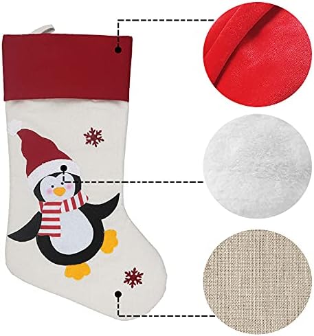 Божиќни чорапи 4 пакувања 18,5 инчи CTMAS украси за подароци Класик Персонализирани големи декорации за порибување на Снежен човек на