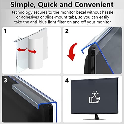 Филтер за анти-сино светло на екранот на Хејвго за 18,5-27 инчи Компјутерски монитор, блокира штетно сина светлина, го намалува
