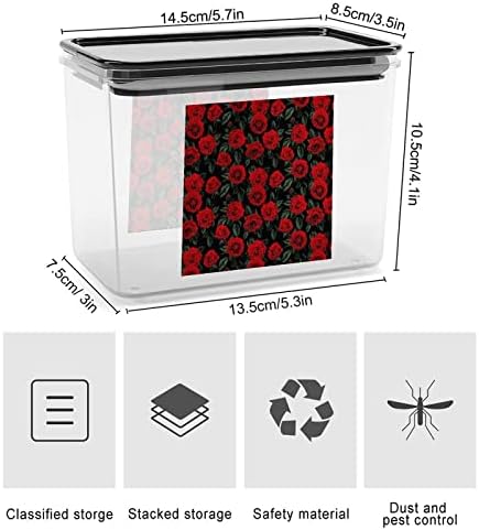 Гроздобер Црвена Роза Цветни Контејнер За Складирање Храна Пластични Јасни Кутии За Складирање Со Капак За Заптивка