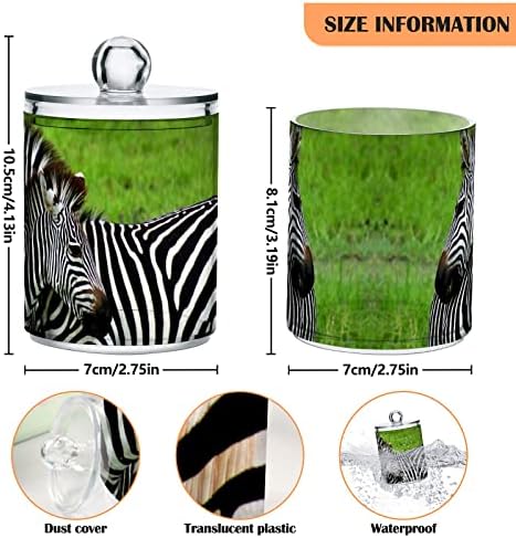 Yyzzh zebra животни на зелена шумска шума 4 пакет QTIP држач за држач за памук за памучни пречки во памук, конец од 10 мл Апотекарска тегла