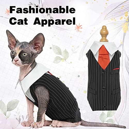 Дентрун Кат Тукседо костум за вратоврска облека, облека за мачка без влакна мода со две парчиња облека, фенси облека, формално