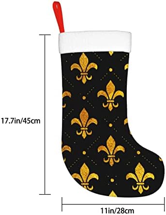 Божиќни чорапи на Аугенстер Флеур-де-лис ретро злато двострано камин што виси чорапи