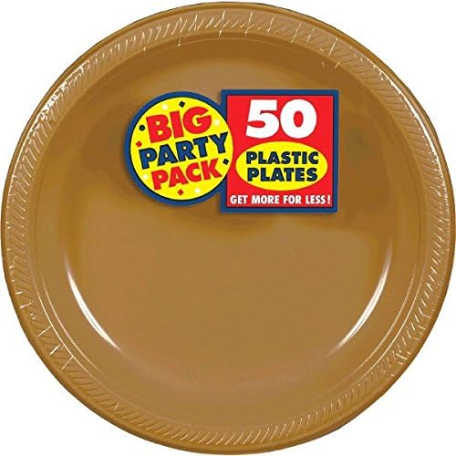 АМСКАН 630732.19 Златни пластични плочи Биг партиски пакет, 10 | Пакет од 50