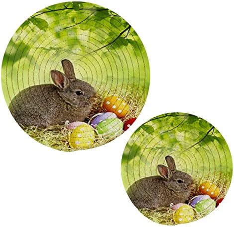 Алаза Велигденски зајак и Велигденски јајца држачи за тенџере со ситници поставени 2 парчиња, поптилери за кујни, памучни крајбрежни сили за