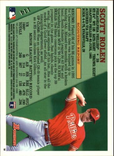 1996 Бауман 114 Скот Ролен Филаделфија Филис МЛБ Бејзбол картичка НМ-МТ