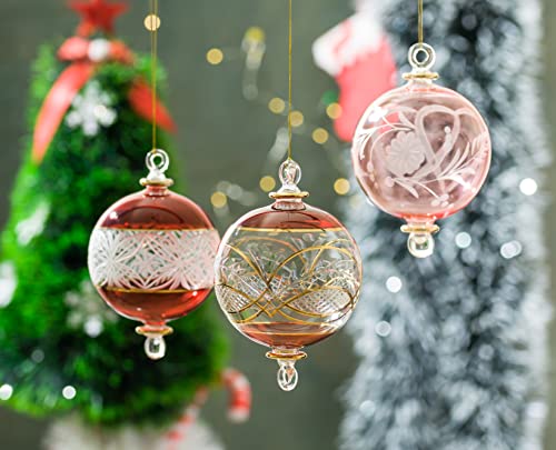 Врежано Црвено Стакло Божиќен украс | украси За Новогодишна елка за дома | Висечки украси за украси На Дрвја | Божиќен декор за дома | украси