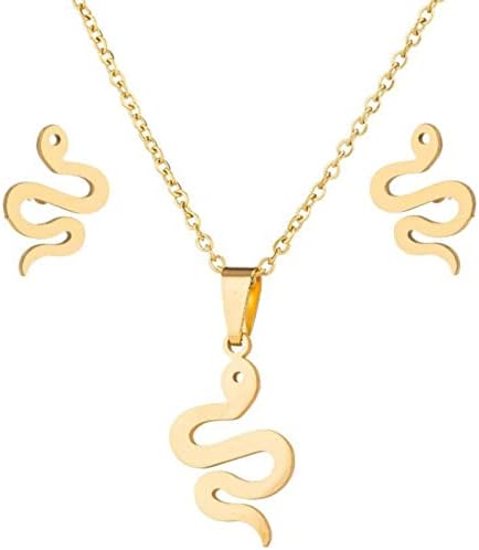 Гроздобер креативен свиок приврзок ѓердан златен не'рѓосувачки челик обетки од животински обетки со две парчиња накит за накит за девојчиња