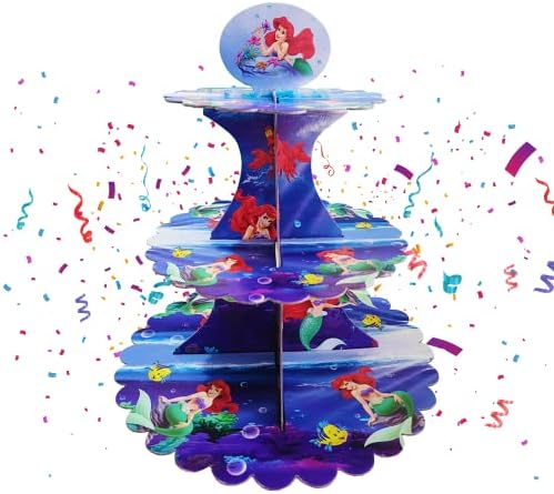 Сирена кула кула 3 нивоа десерт стојат тематски партиски материјали за забава за девојчиња 28,5 см*30,7 см