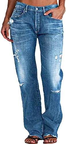 Жена џемпери плус големина на фармерки со права нога за жени искинаа фармерки со низок половината за жени плус атлетски