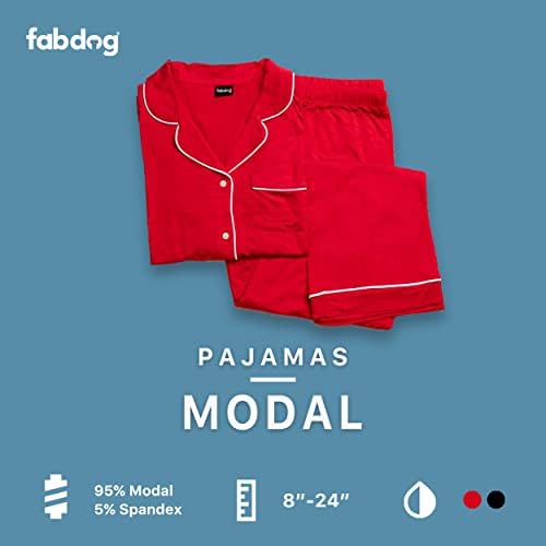 Fabdog Super Super Soft 18 Modal Dog Red Pajamas со голем појавен човечки модален црвен сет на пакет на пижами