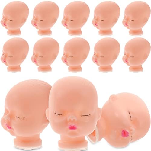 jojofuny 20pcs винил кукли глави за занаети 1/6 кукли глава кукла за презаситеност на куклата за пренесување шминка DIY бебе манекен